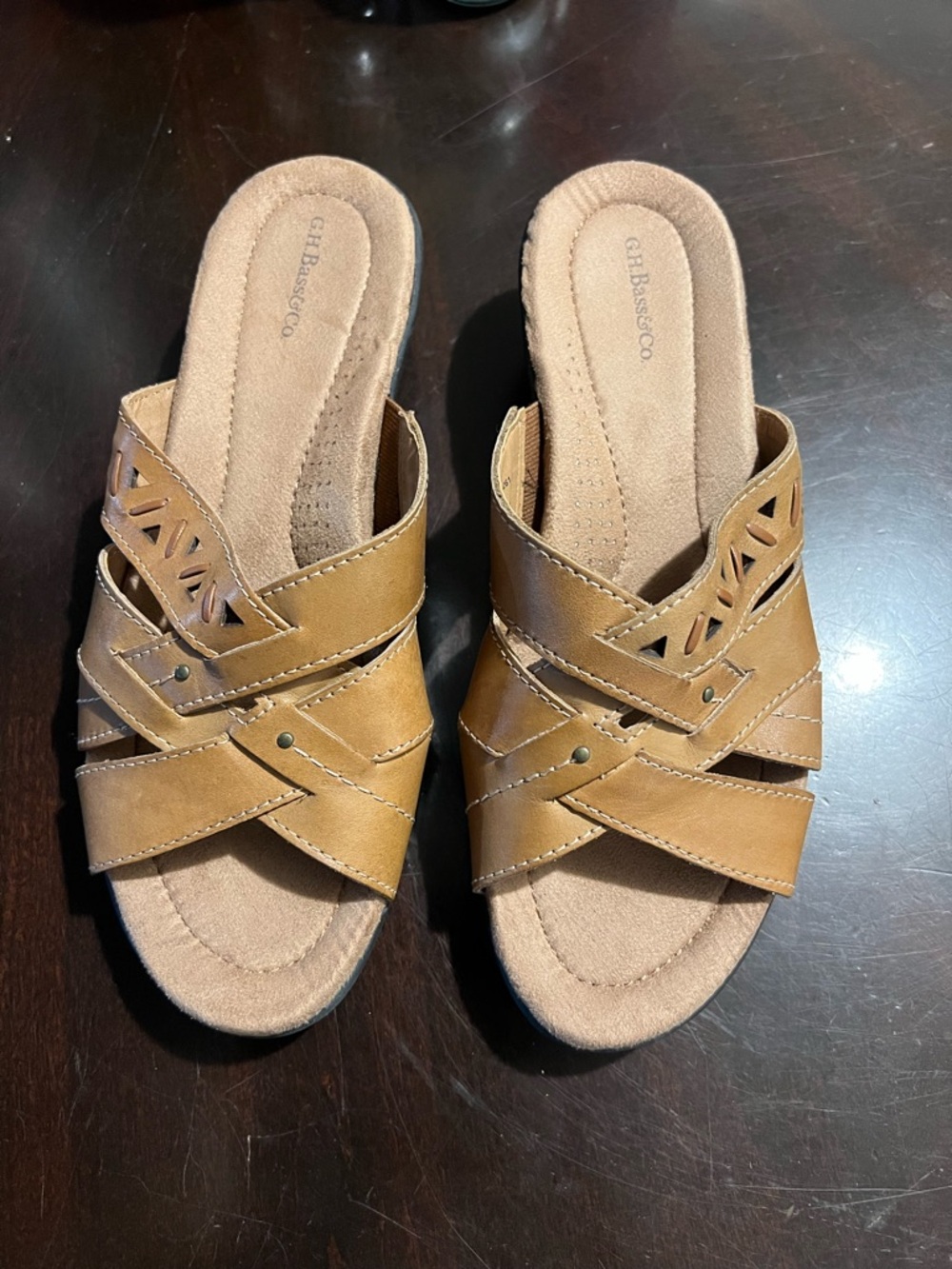 Sam Edelman Tan Leather Crisscross Slide Mules
